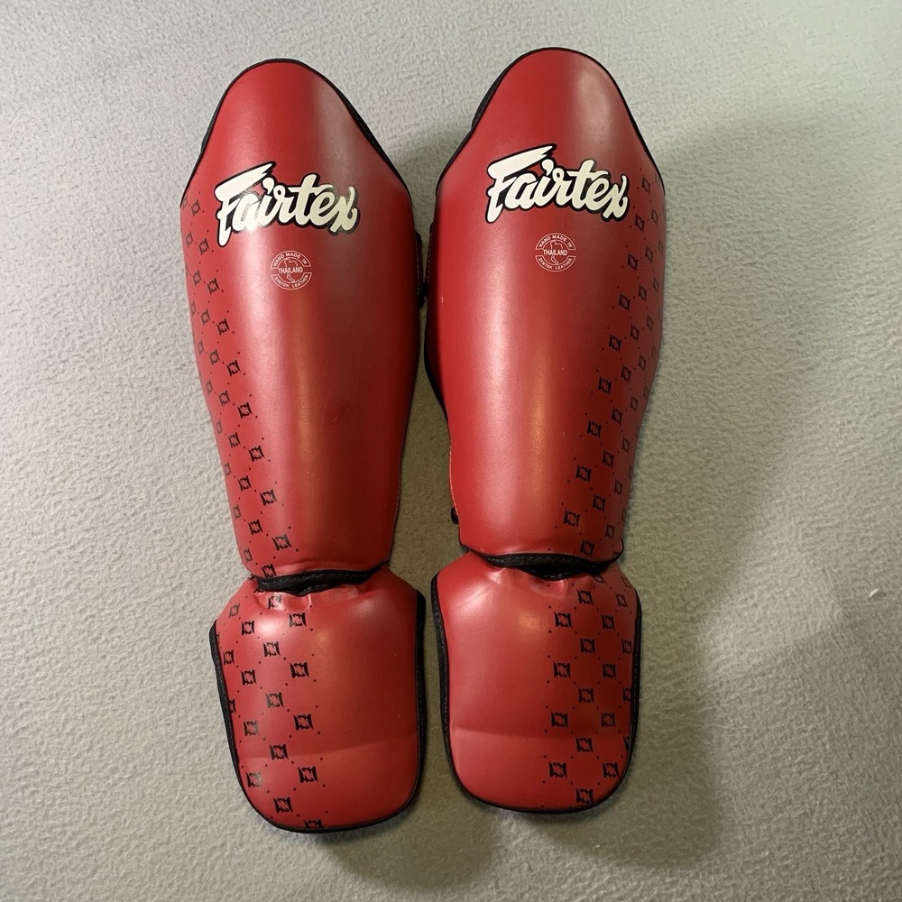 Fairtex SP5 Shin Pads Guards Red Adult S Muay Thai Protection Kickboxing MMA